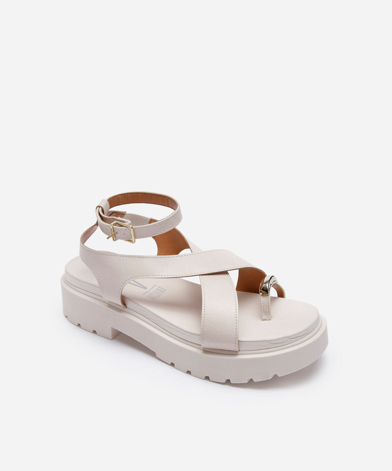 sandália flatform tratorada vizzano off white