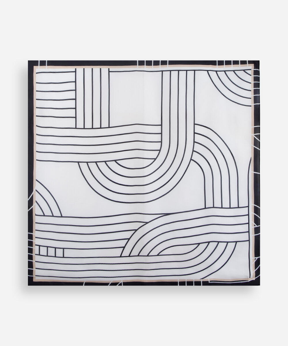 lenço quadrado geométrico branco