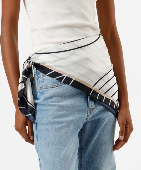 lenço quadrado geométrico branco