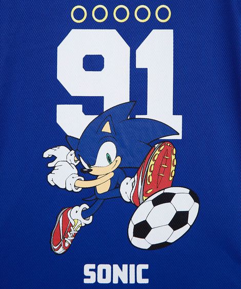 camiseta esportiva infantil manga curta sonic azul
