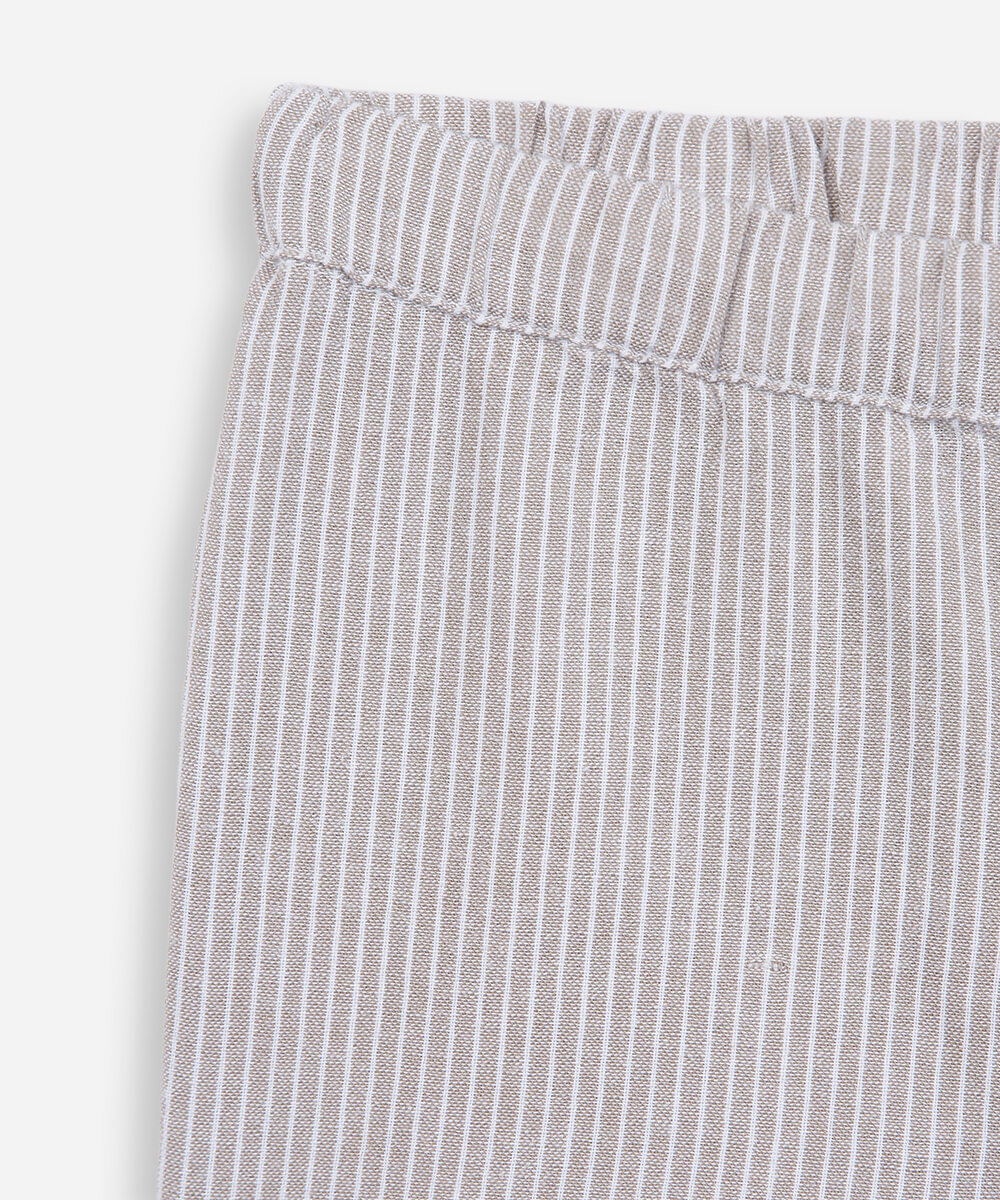conjunto curto infantil de algodão listrado off white