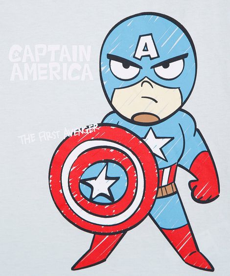 pijama longo infantil de algodão capitão américa azul