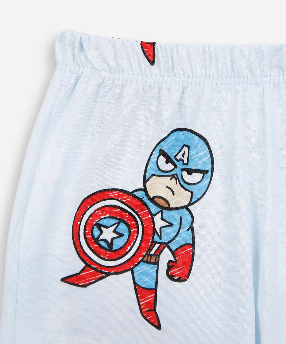 pijama longo infantil de algodão capitão américa azul