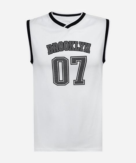 regata basquete juvenil estampada branca