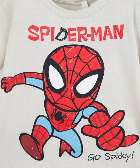 pijama curto infantil de algodão homem aranha bege