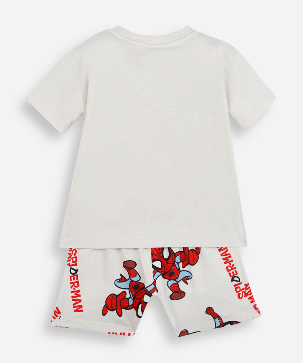 pijama curto infantil de algodão homem aranha bege