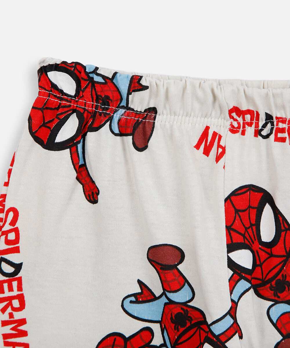 pijama curto infantil de algodão homem aranha bege