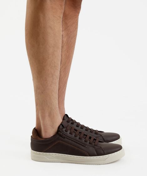 sapatênis com zíper lateral marrom