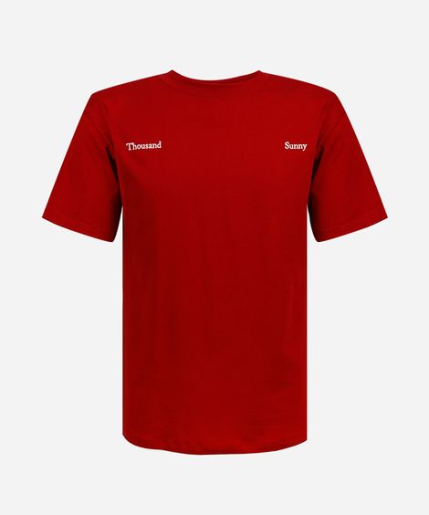 camiseta juvenil de algodão manga curta one piece vermelha