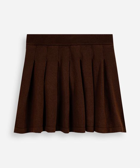 saia infantil em tricot plissada marrom