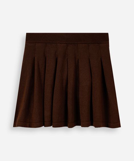 saia infantil em tricot plissada marrom