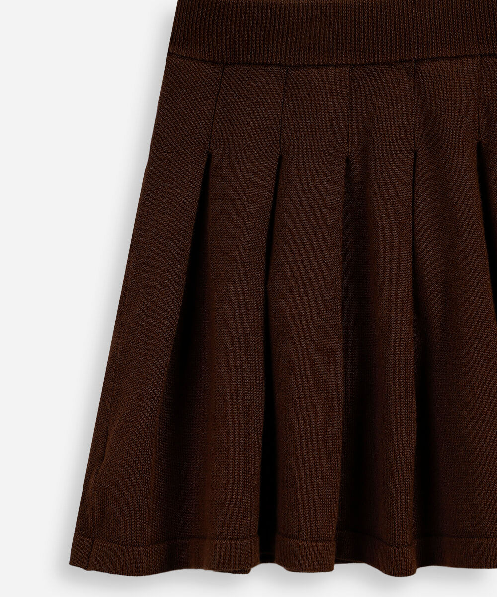 saia infantil em tricot plissada marrom