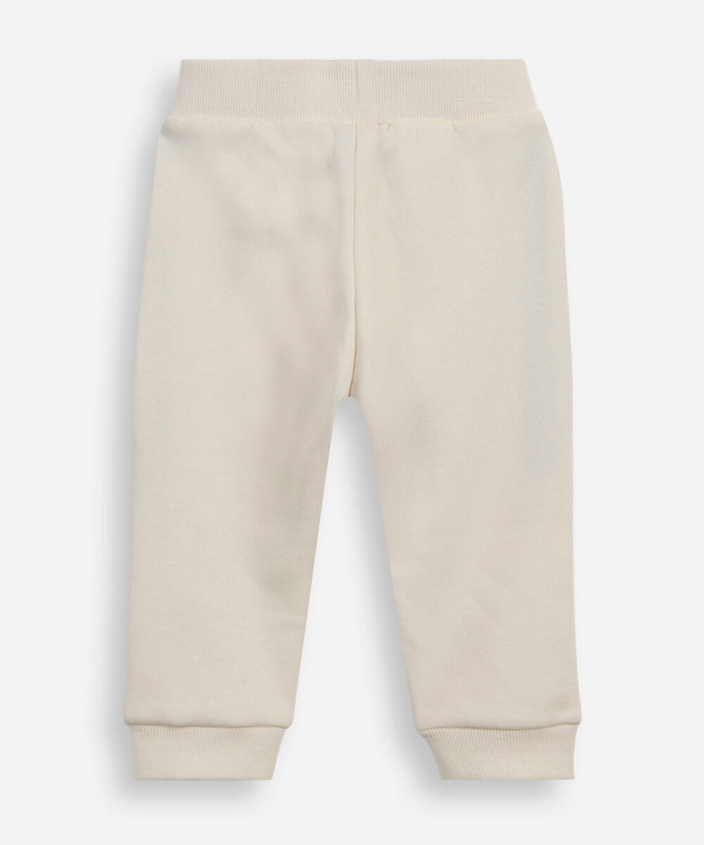 calça jogger infantil de moletom cós com cordão mickey bege