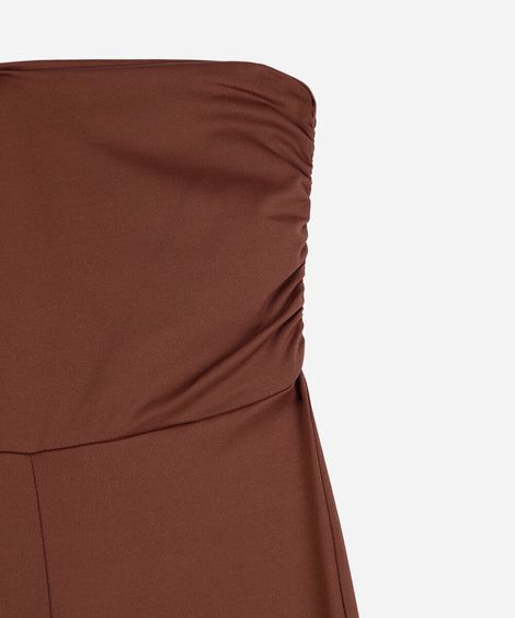 calça flare juvenil de poliamida com franzido marrom