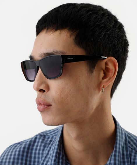 óculos de sol masculino quadrado de acetato triton preto