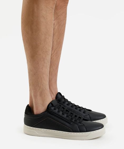 sapatênis com zíper lateral preto