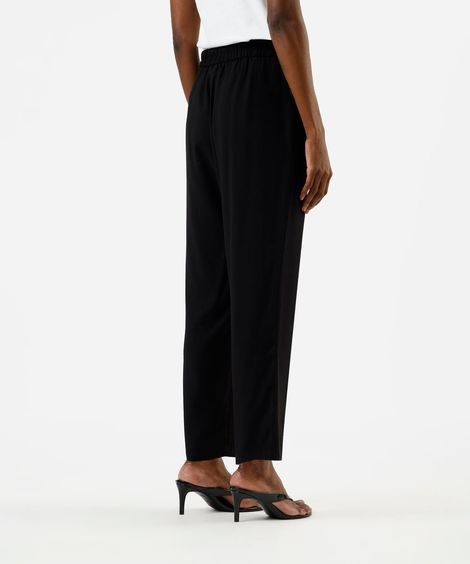 calça básica reta feminina com viscose cós elástico preta