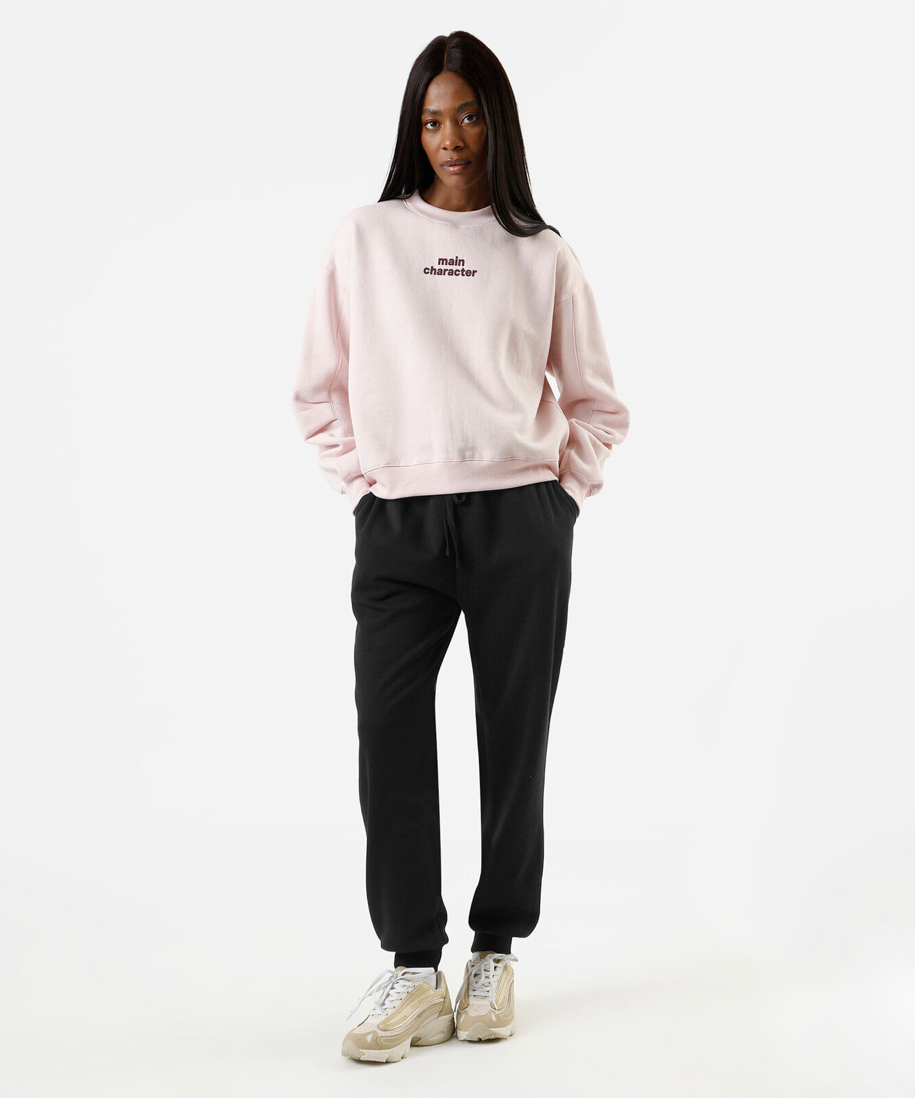 calça de moletom jogger com felpa - preto
