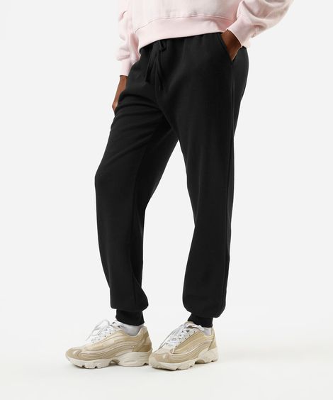 calça de moletom jogger com felpa - preto