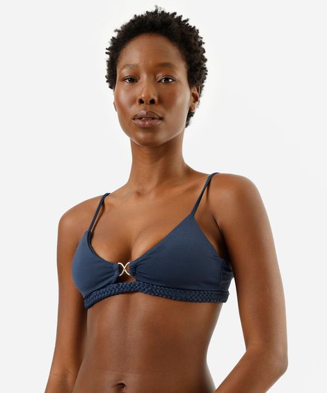 biquíni top triângulo feminino com aviamento azul