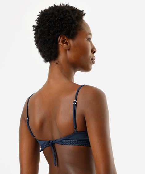 biquíni top triângulo feminino com aviamento azul