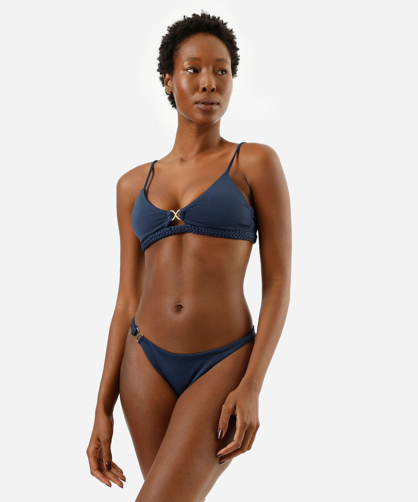 biquíni top triângulo feminino com aviamento azul