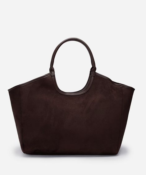 bolsa shopper de suede marrom