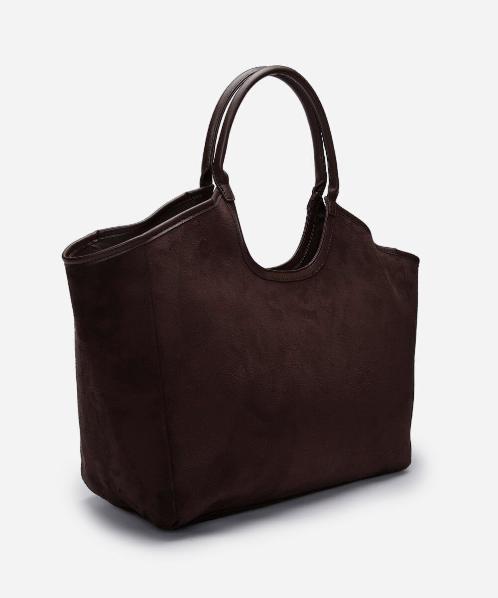 bolsa shopper de suede marrom