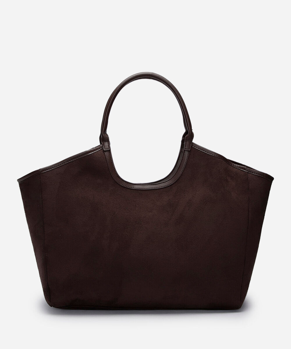 bolsa shopper de suede marrom