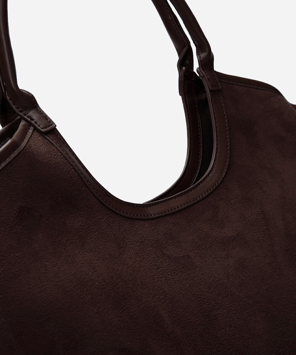 bolsa shopper de suede marrom