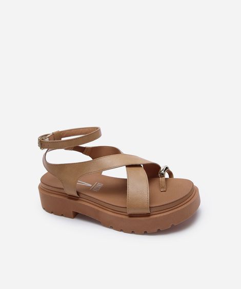 sandália flatform tratorada vizzano marrom