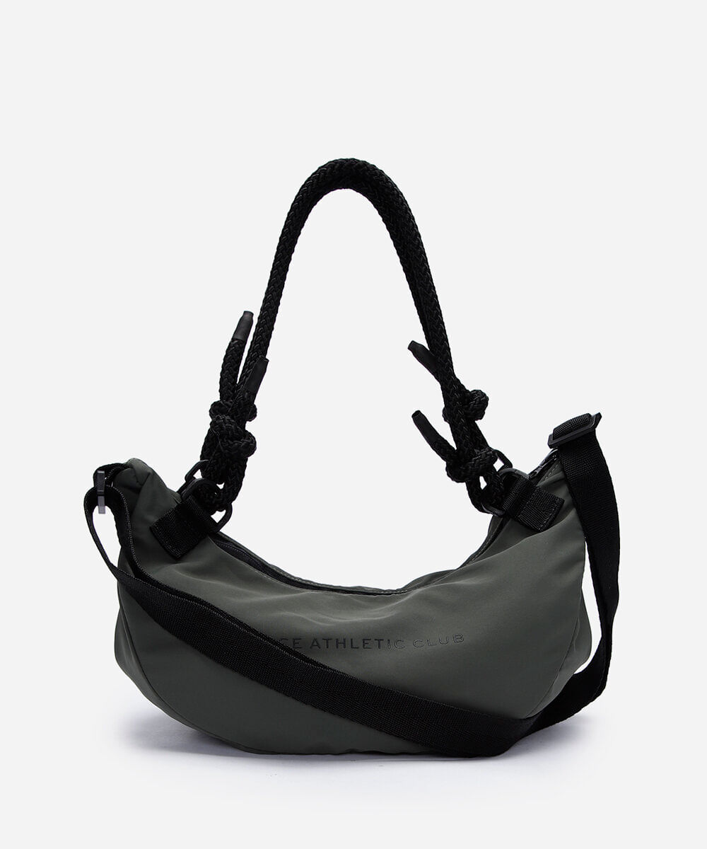 bolsa transversal meia lua com corda verde