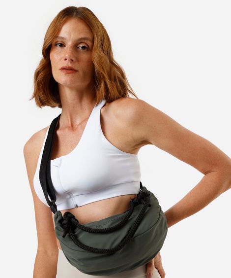 bolsa transversal meia lua com corda ace verde