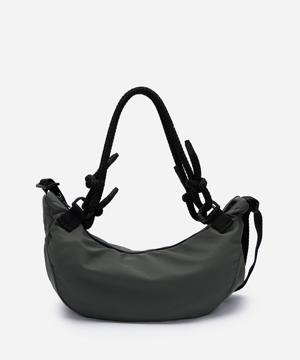 bolsa transversal meia lua com corda verde