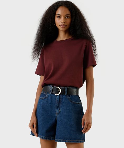camiseta básica feminina de algodão peruano vinho