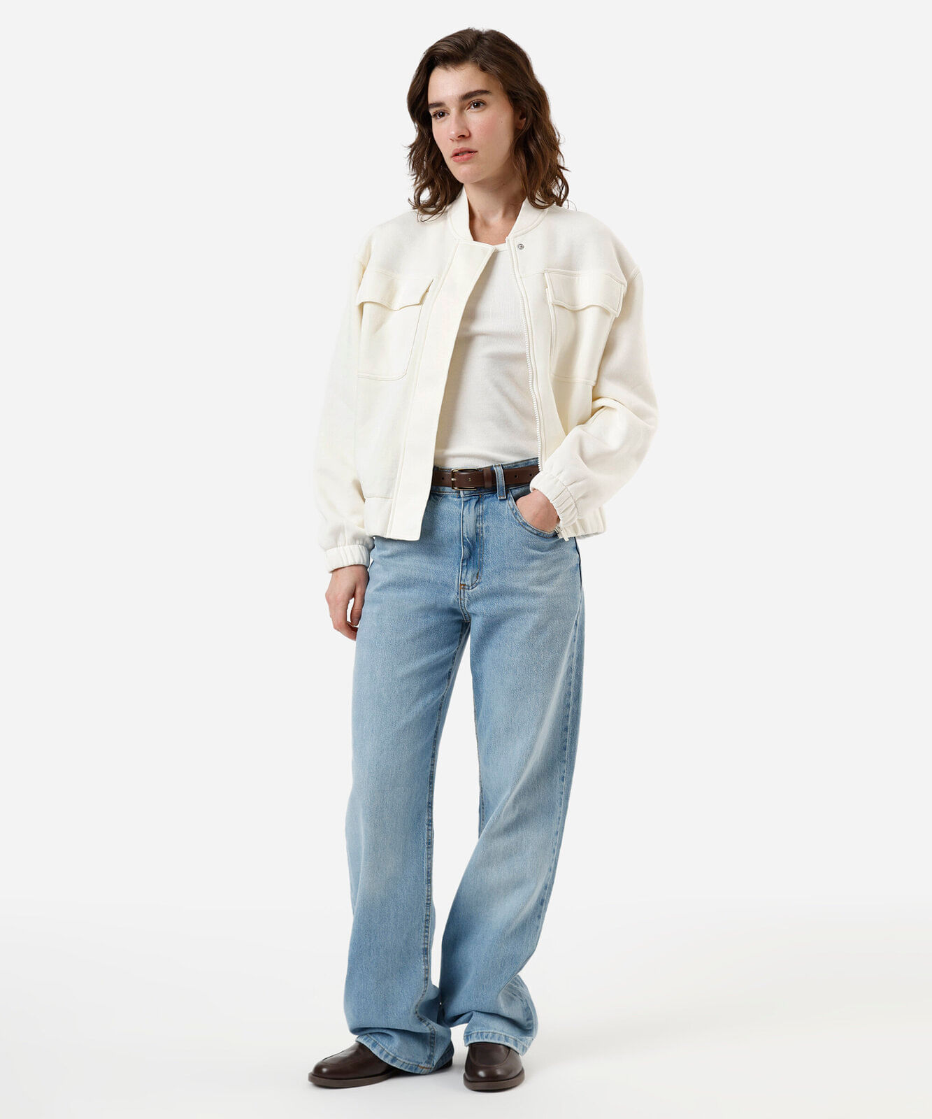 jaqueta bomber feminina de moletom off white