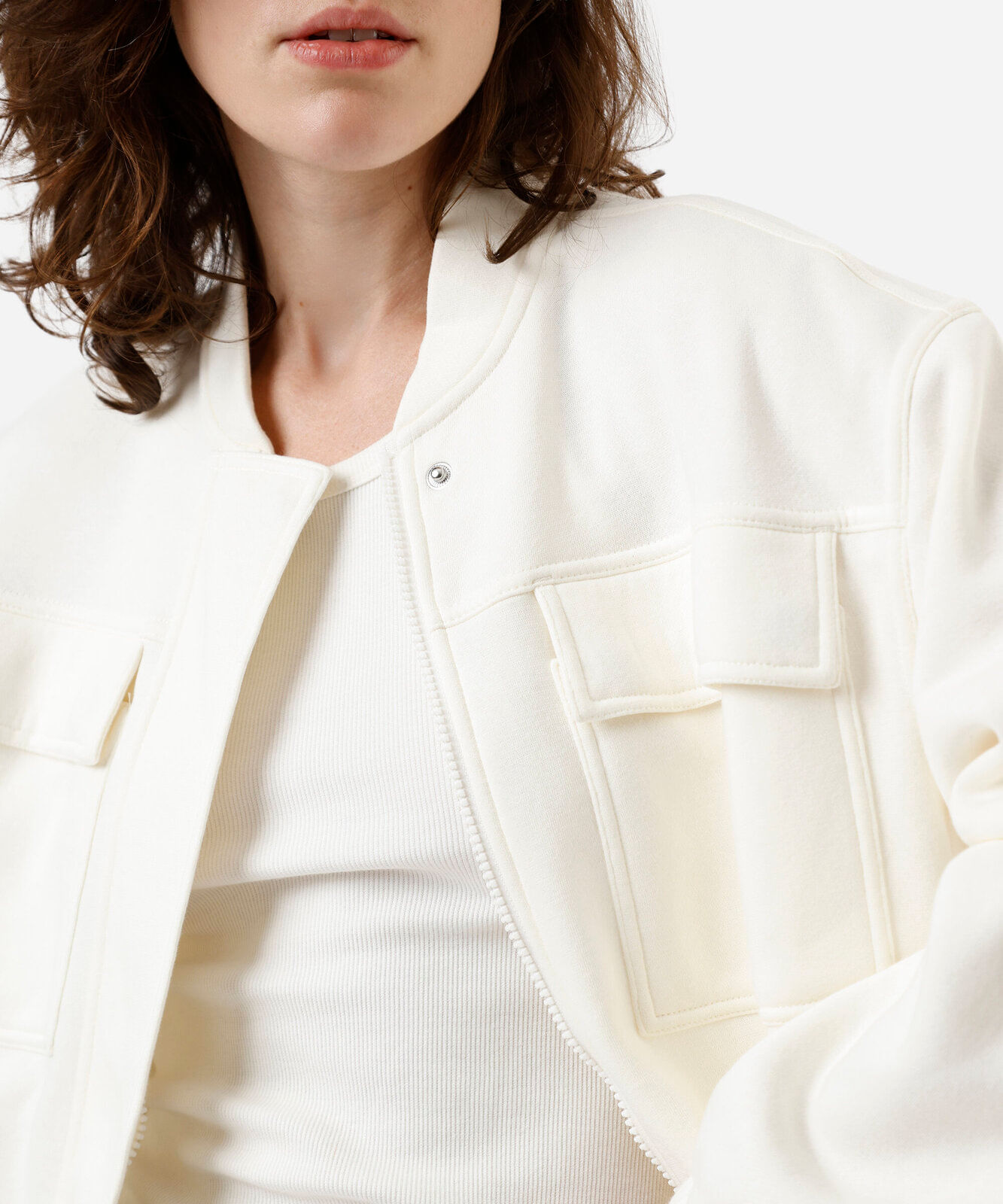 jaqueta bomber feminina de moletom off white