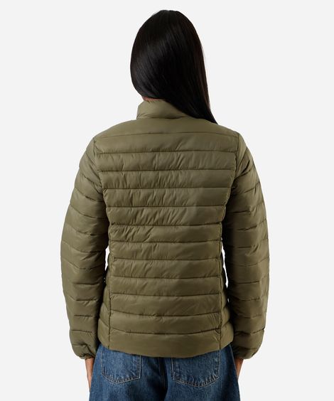 jaqueta puffer feminina gola alta verde