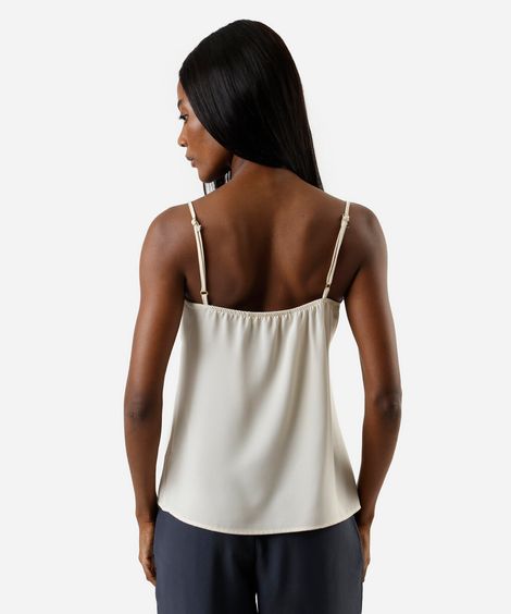 regata alça fina feminina com renda bege