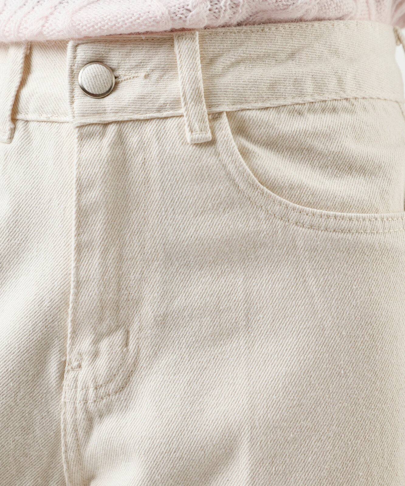 calça wide leg feminina de sarja cintura alta bege