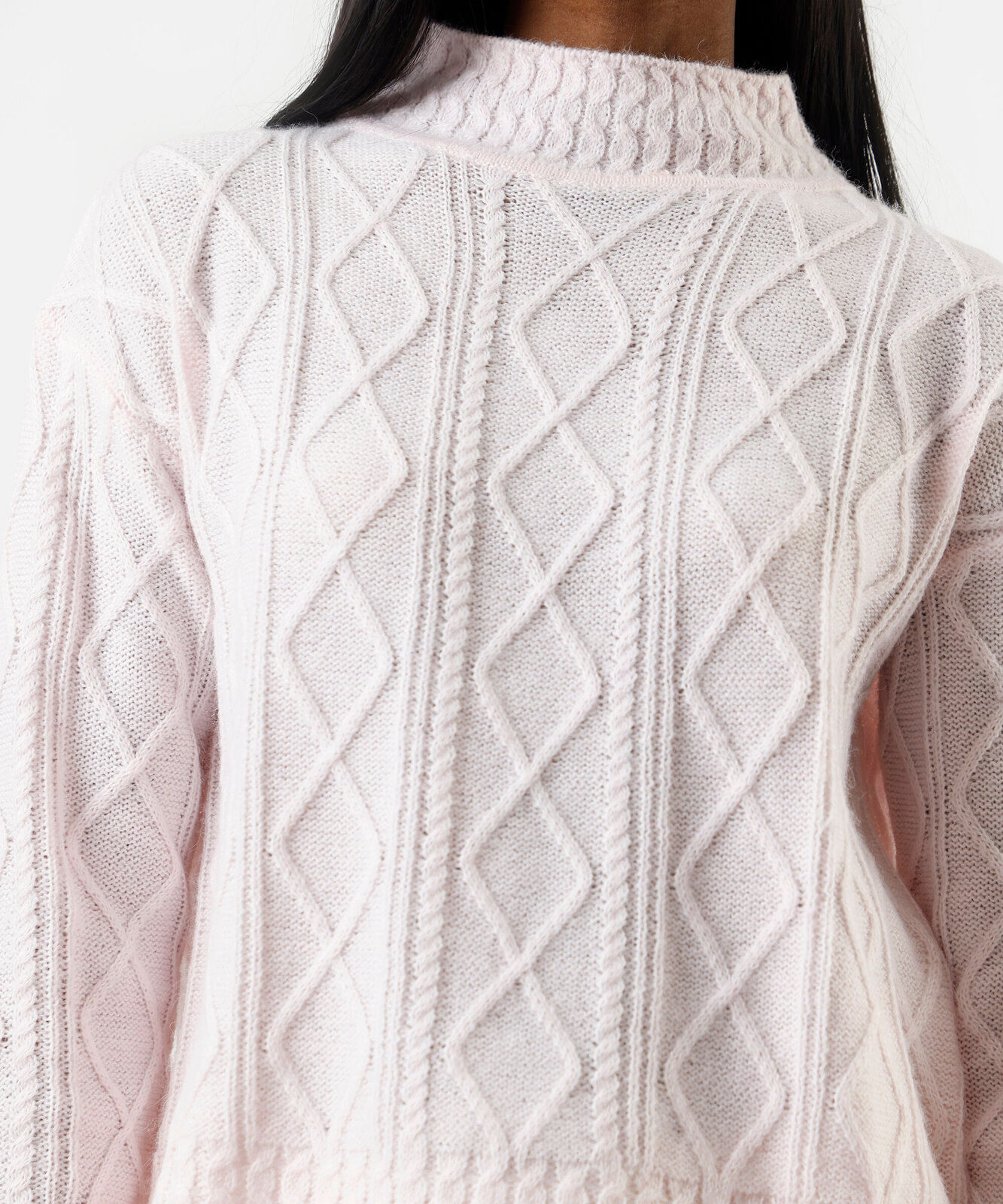 suéter feminino de tricot com lã texturizado rosa