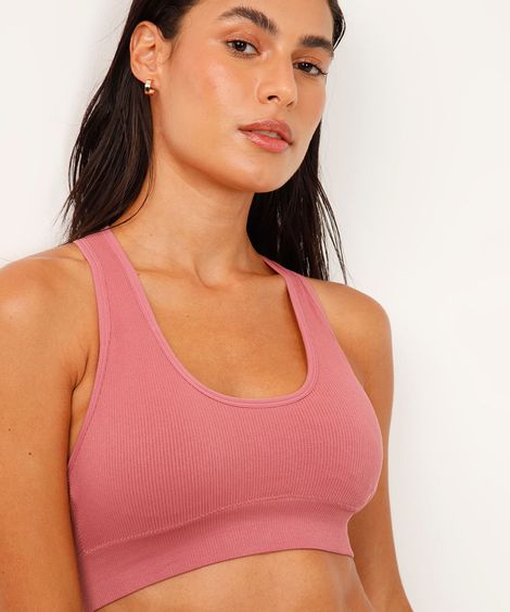 top nadador canelado com bojo removível - rosê