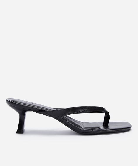 tamanco bico quadrado salto fino oneself preto