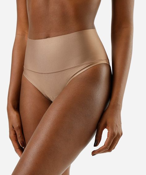 calcinha feminina cintura alta delrio bege