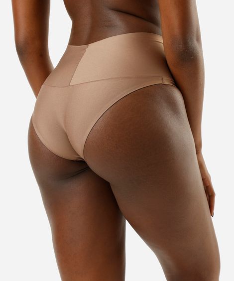 calcinha feminina cintura alta delrio bege