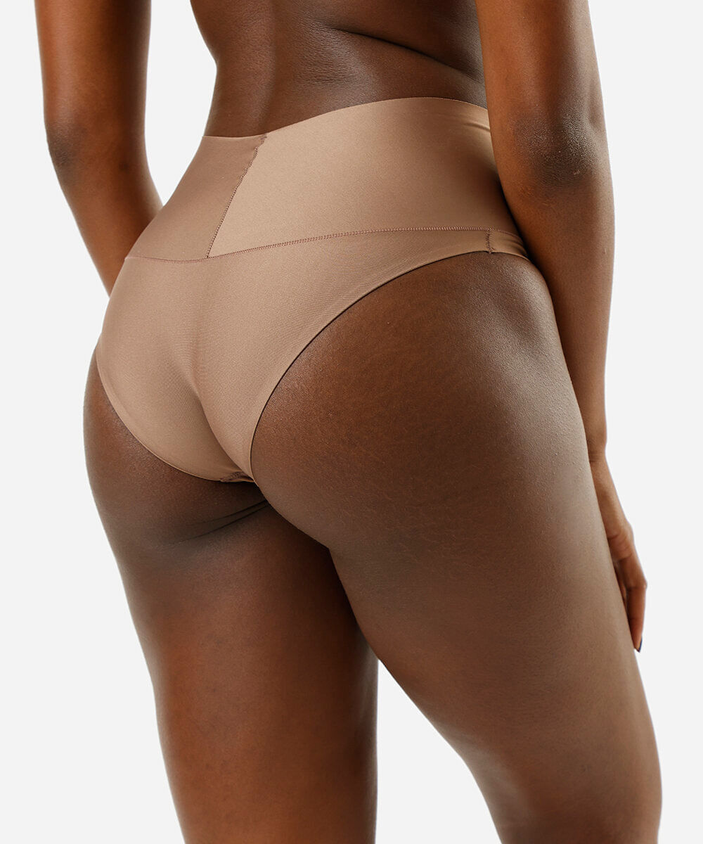 calcinha feminina cintura alta delrio bege
