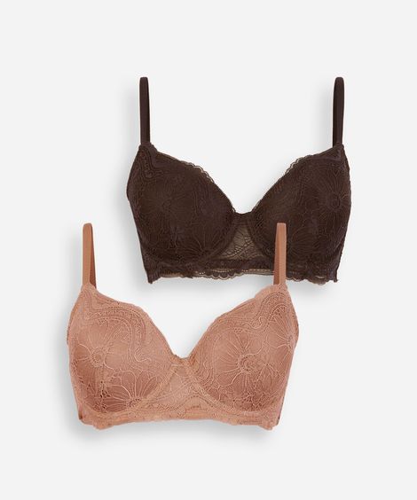 kit de 2 sutiãs feminino de renda colorido