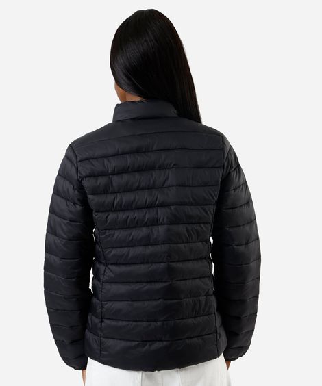 jaqueta puffer feminina gola alta preta