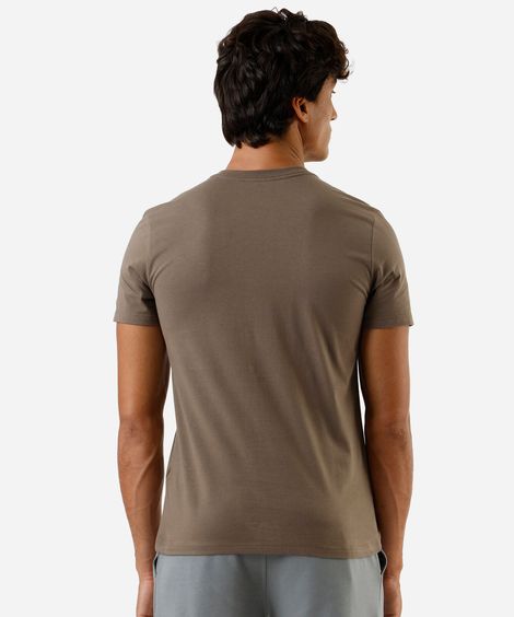 camiseta de algodão básica manga curta bege
