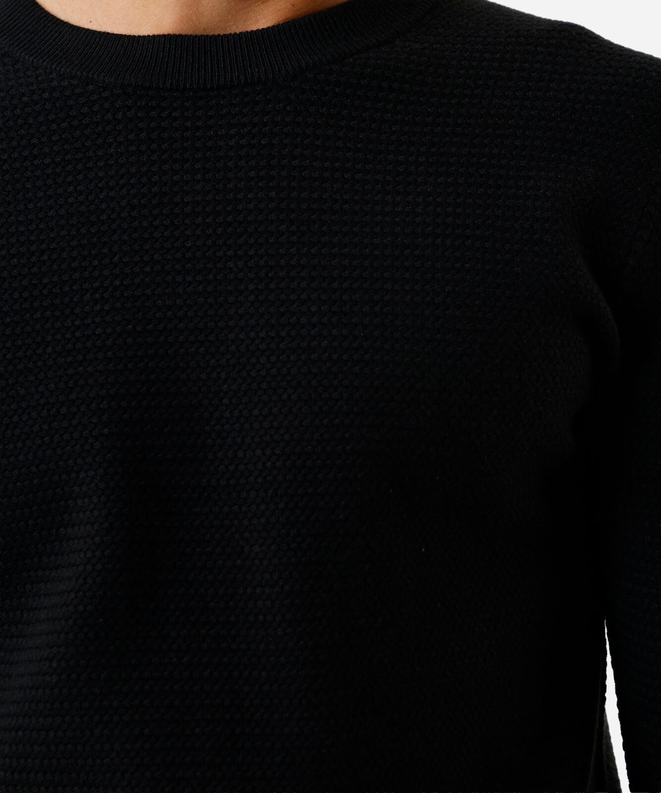 suéter masculino de tricot gola redonda  texturizado preto